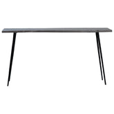 Velez Sandblasted Grey Finish and Antique Black Metal Legs Console Table
